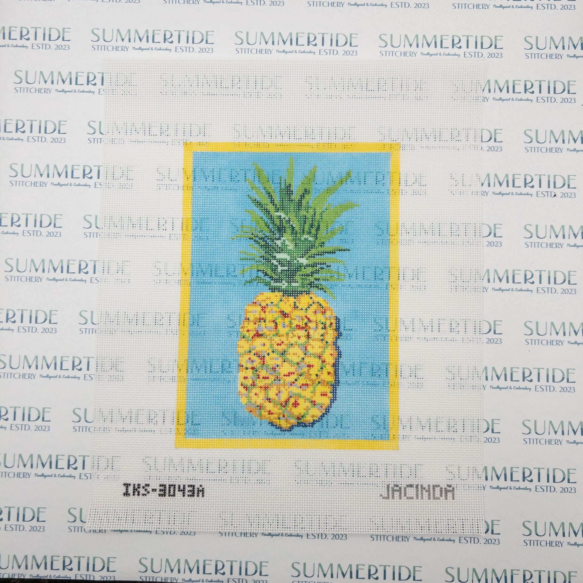 Pineapple Needlepoint Canvas - Summertide Stitchery - Initial K Studio