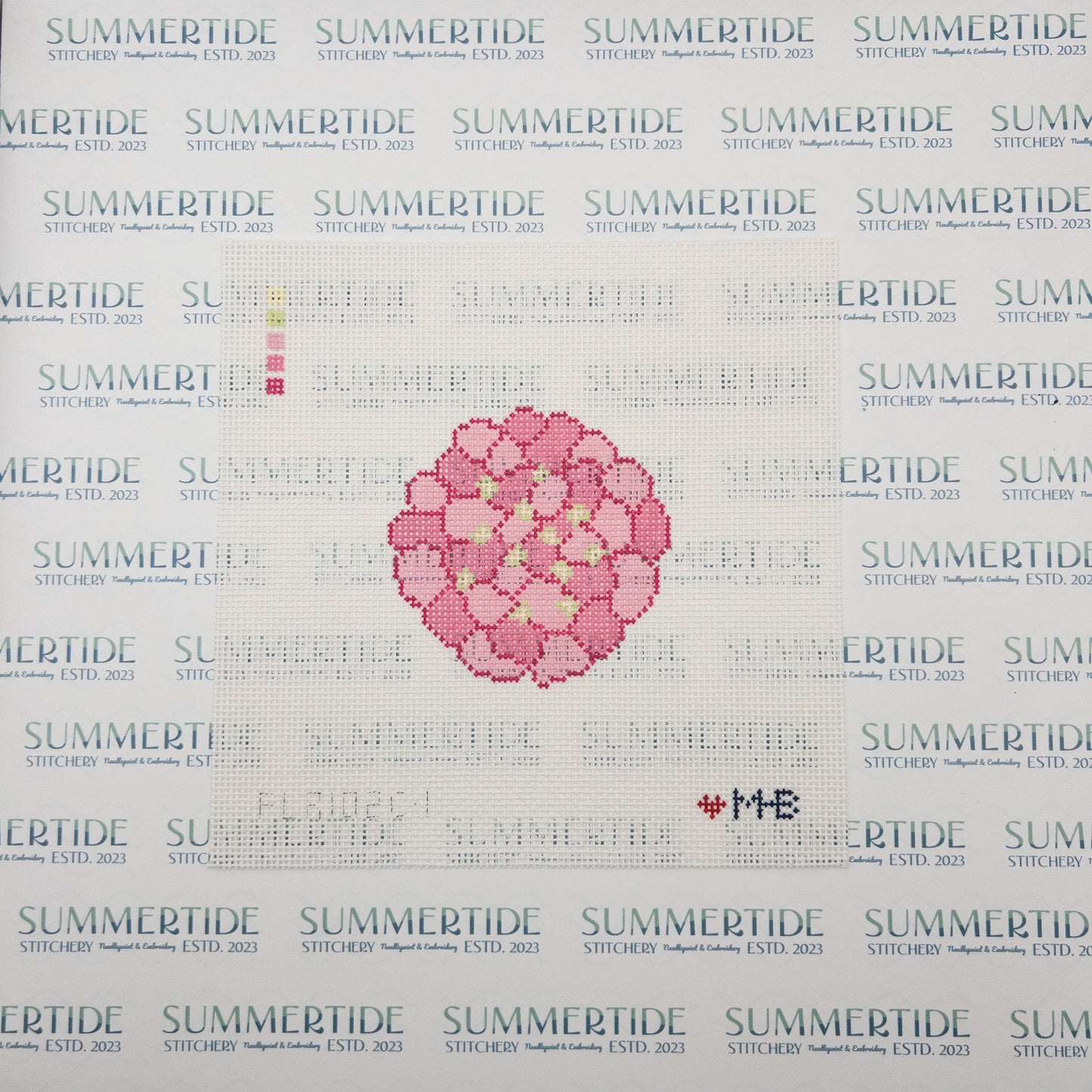 Pink Hydrangea Needlepoint Canvas - Summertide Stitchery - LoveMHB Studio