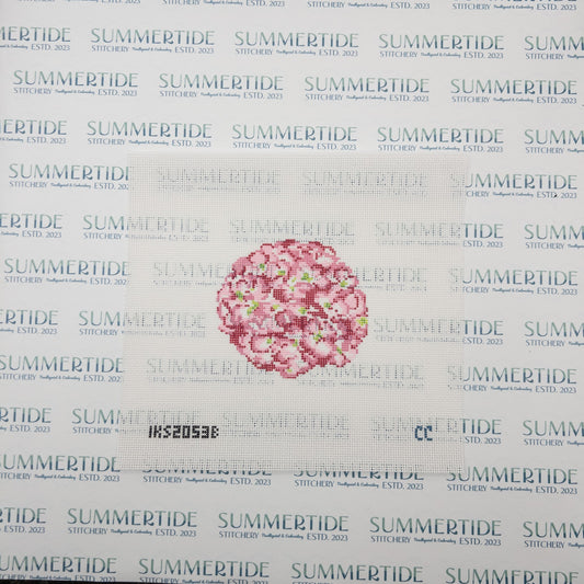 Pink Hydrangea Needlepoint Canvas - Summertide Stitchery - Initial K Studio