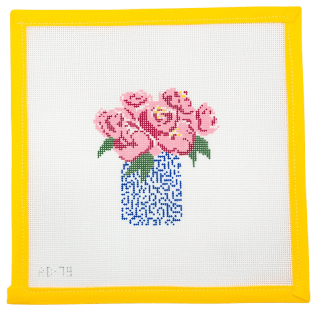 Pink Peonies Needlepoint Canvas - Summertide Stitchery - Alice & Blue