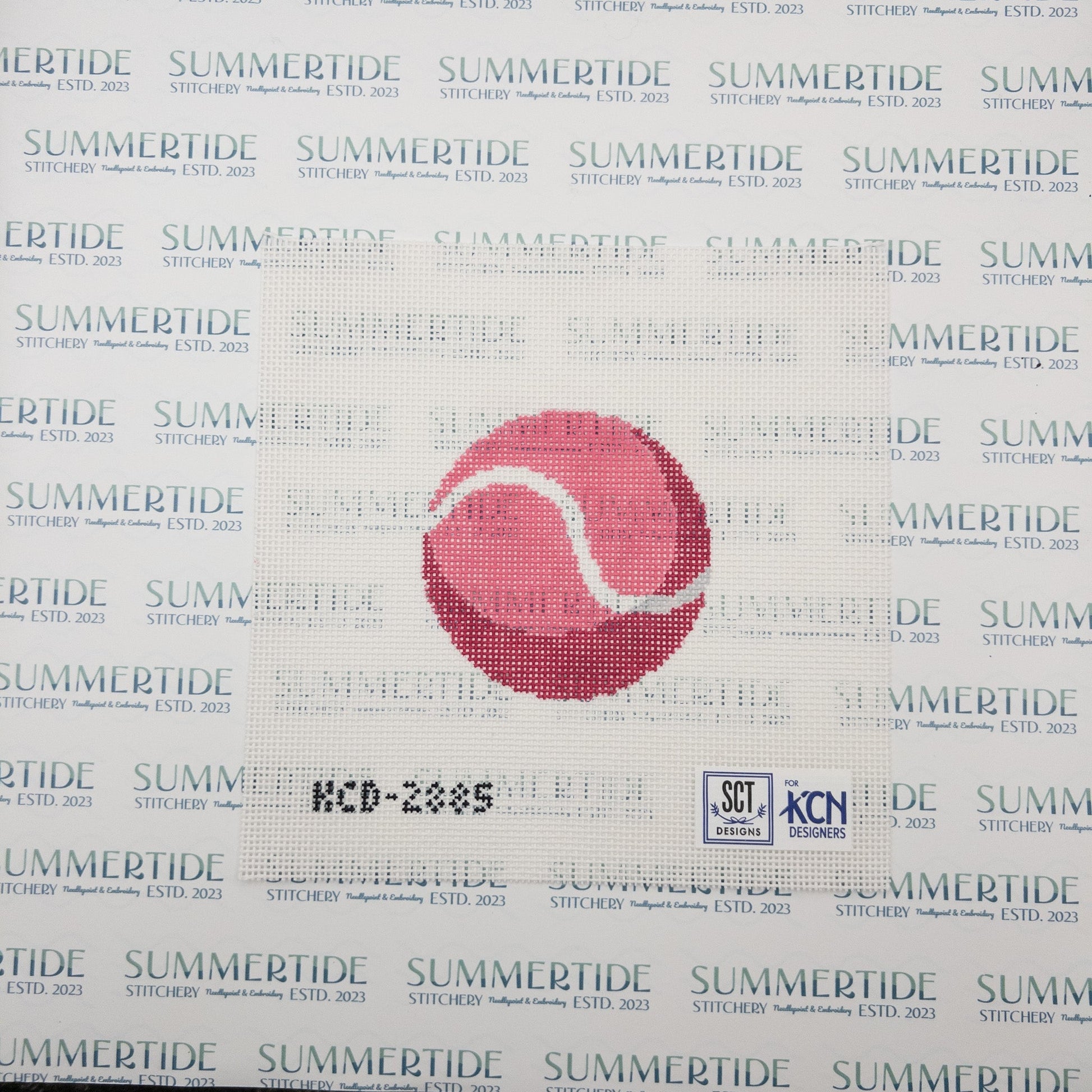 Pink Tennis Ball Needlepoint Canvas - Summertide Stitchery - SCT Designs