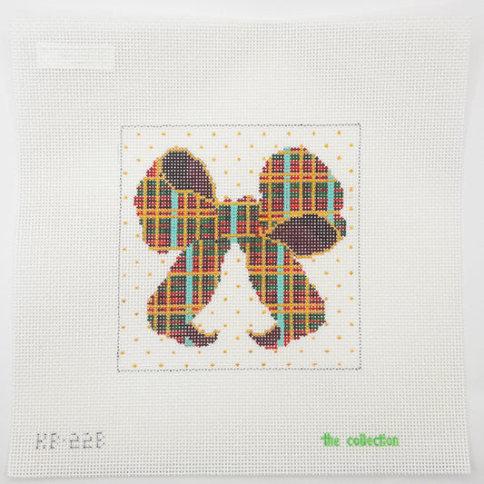 Plaid Bow Needlepoint Canvas - Summertide Stitchery - The Collection Designs
