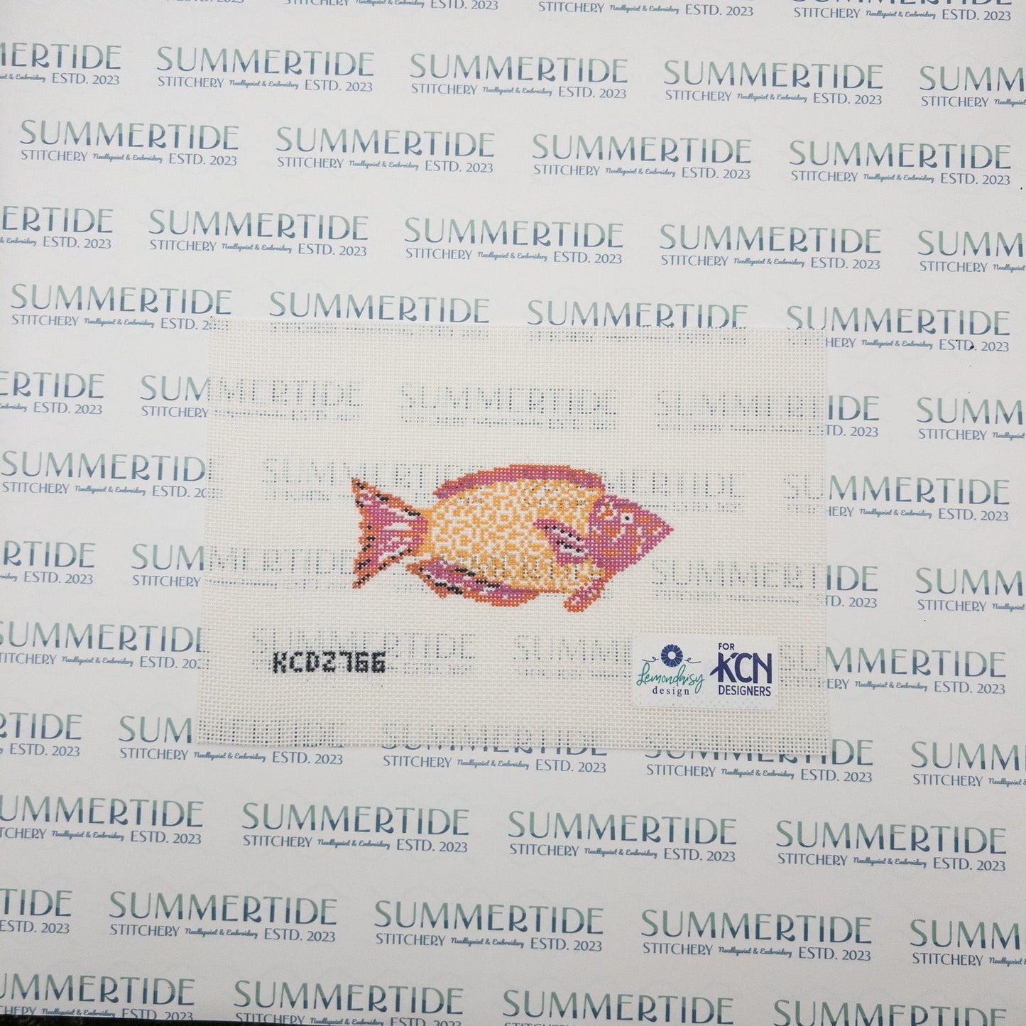 Purple and Orange Parrotfish Needlepoint Canvas - Summertide Stitchery - Lemon Daisy Designs