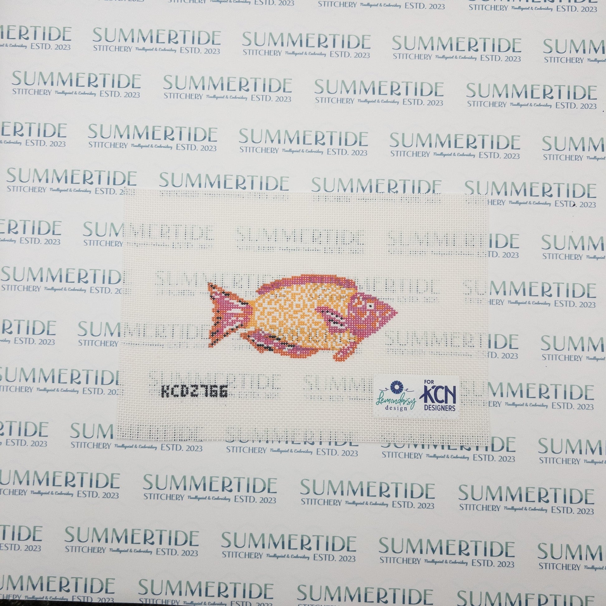 Purple and Orange Parrotfish Needlepoint Canvas - Summertide Stitchery - Lemon Daisy Designs