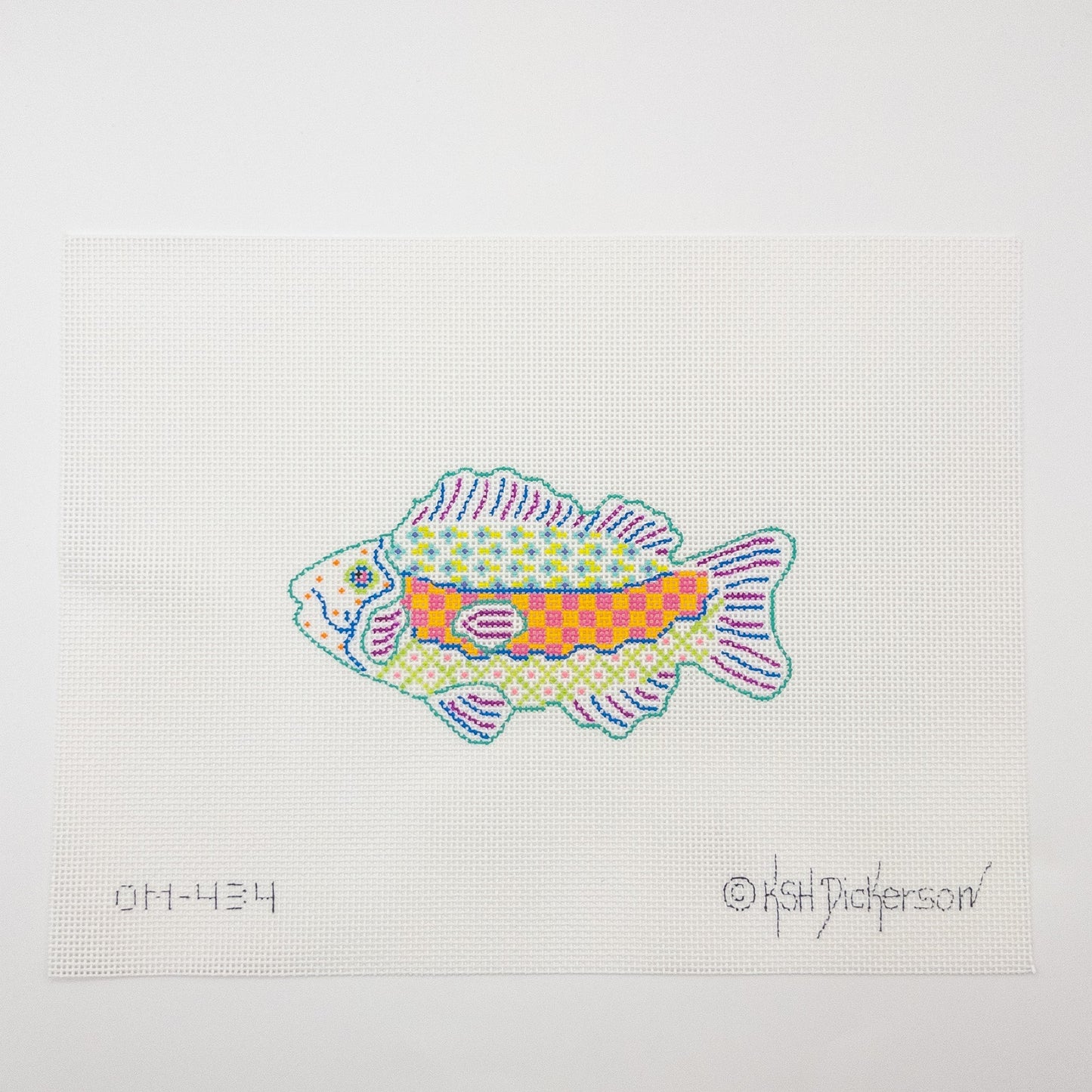 Purple and Yellow Fish Needlepoint Canvas - Summertide Stitchery - Kate Dickerson