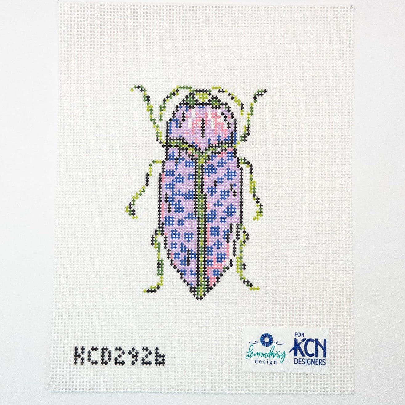 Purple Beetle Needlepoint Canvas - Summertide Stitchery - Lemon Daisy Designs