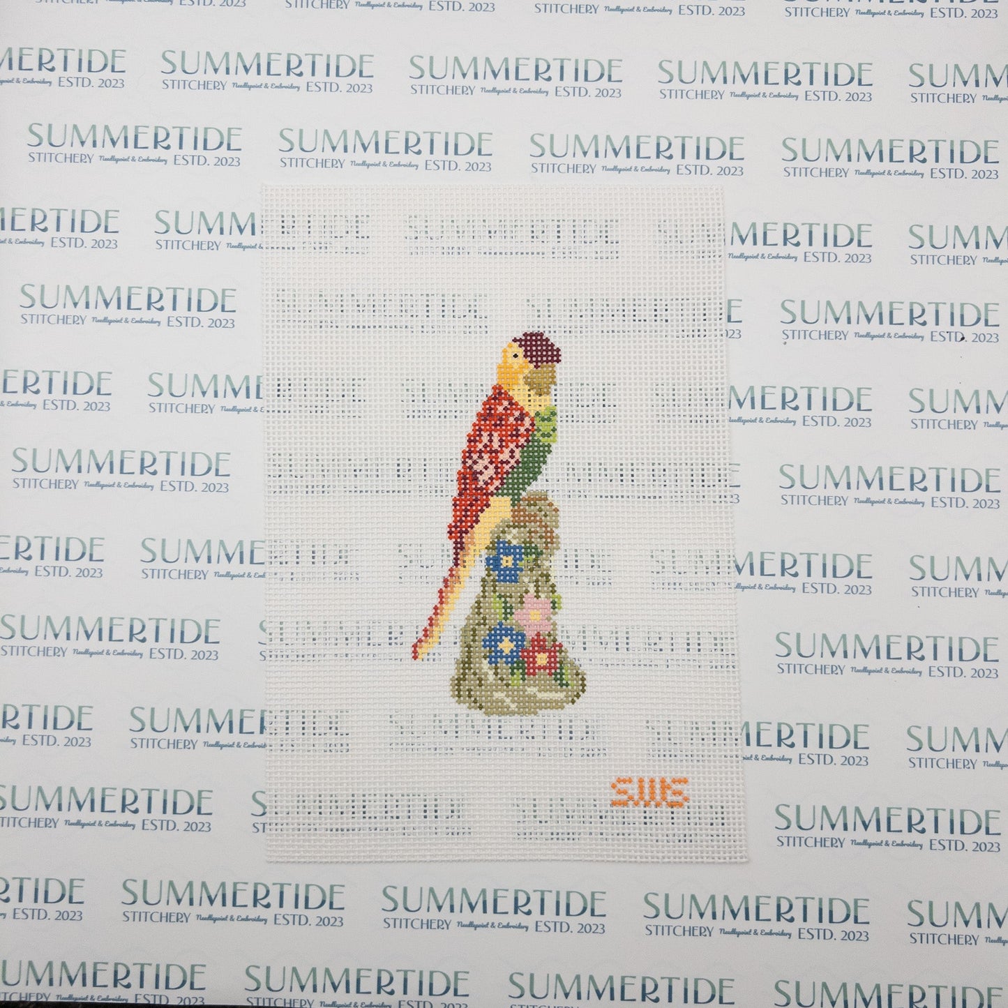 Red Bird Needlepoint Canvas - Summertide Stitchery - Stitching With Stacey