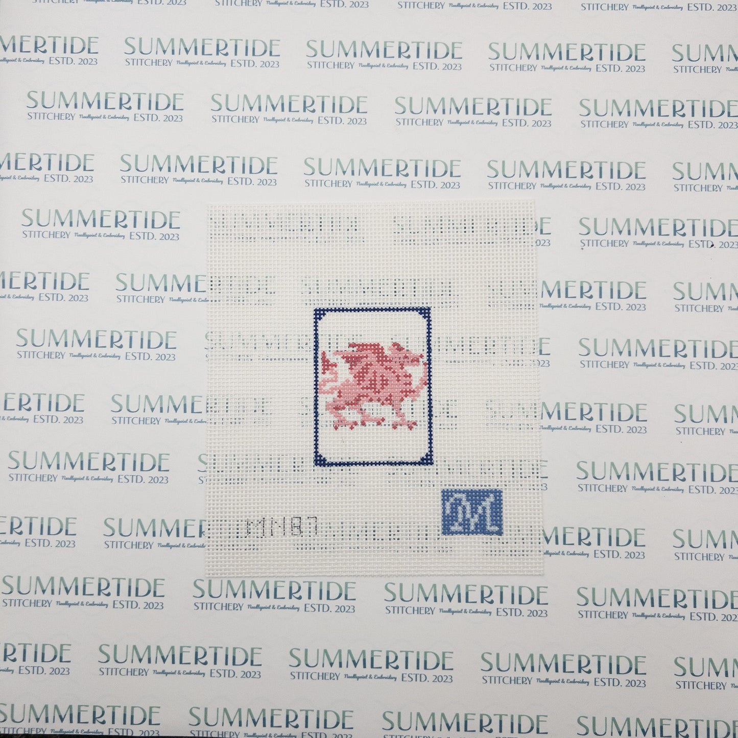 Red Dragon Tile Needlepoint Canvas - Summertide Stitchery - Maura Nolan Designs