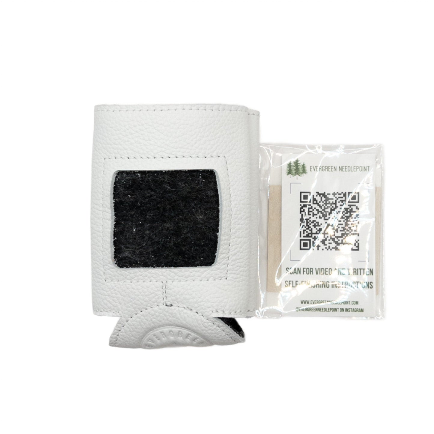 Self-Finishing Leather Can Cozy - Summertide Stitchery - Evergreen Needlepoint