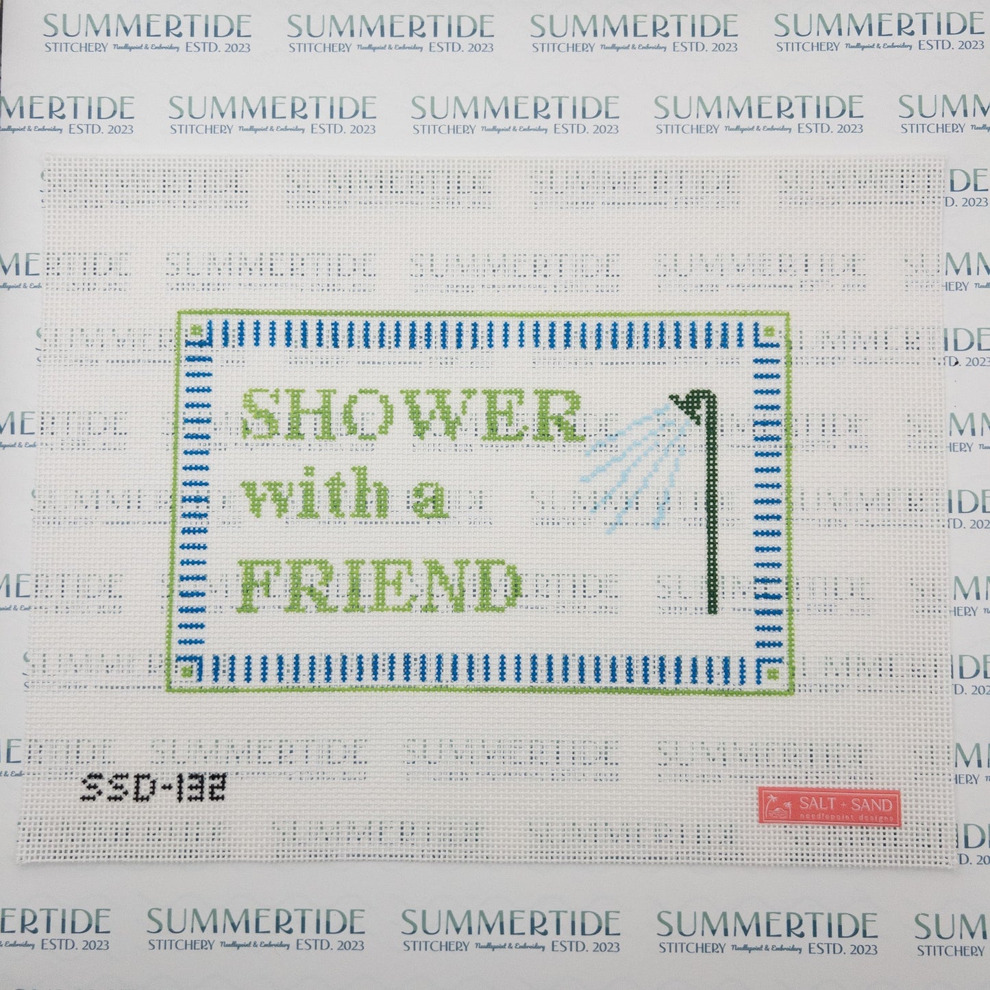 Shower With A Friend Needlepoint Canvas - Summertide Stitchery - Salt + Sand