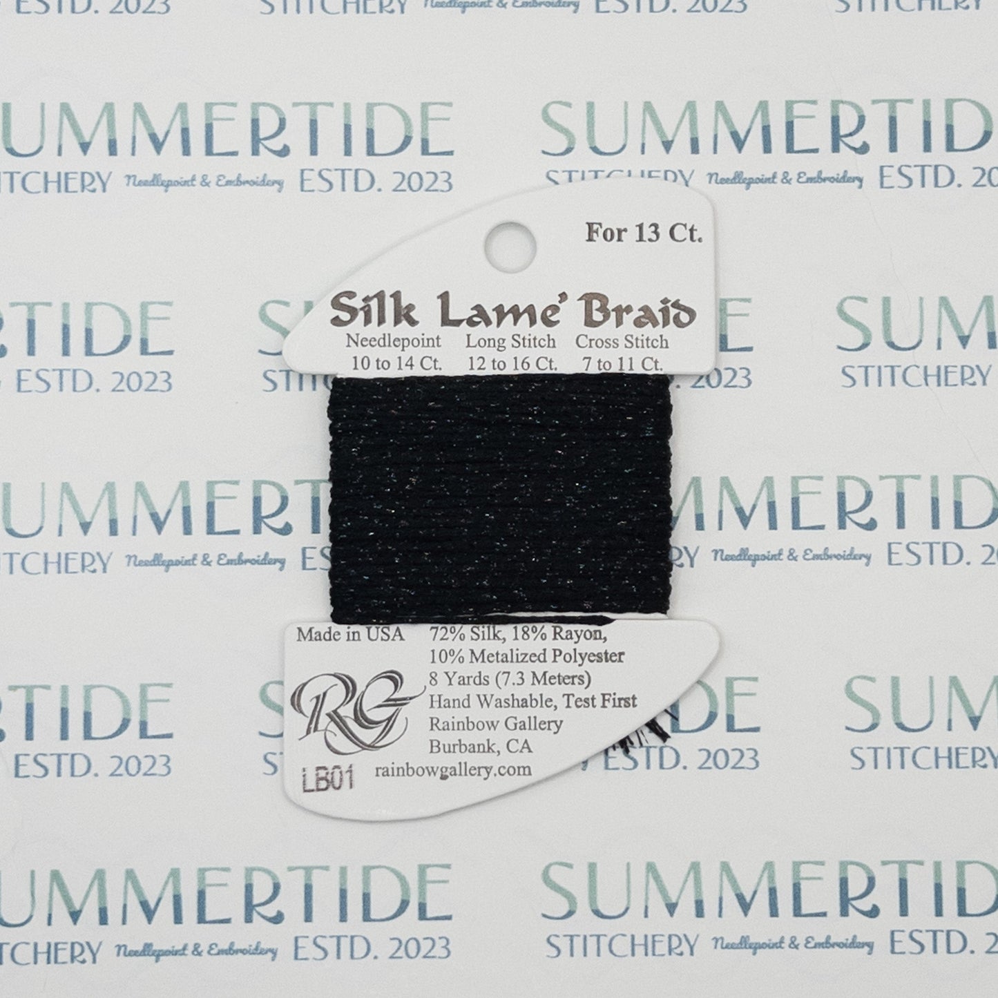 Silk Lamé Braid LB01 Black - Summertide Stitchery - Rainbow Gallery