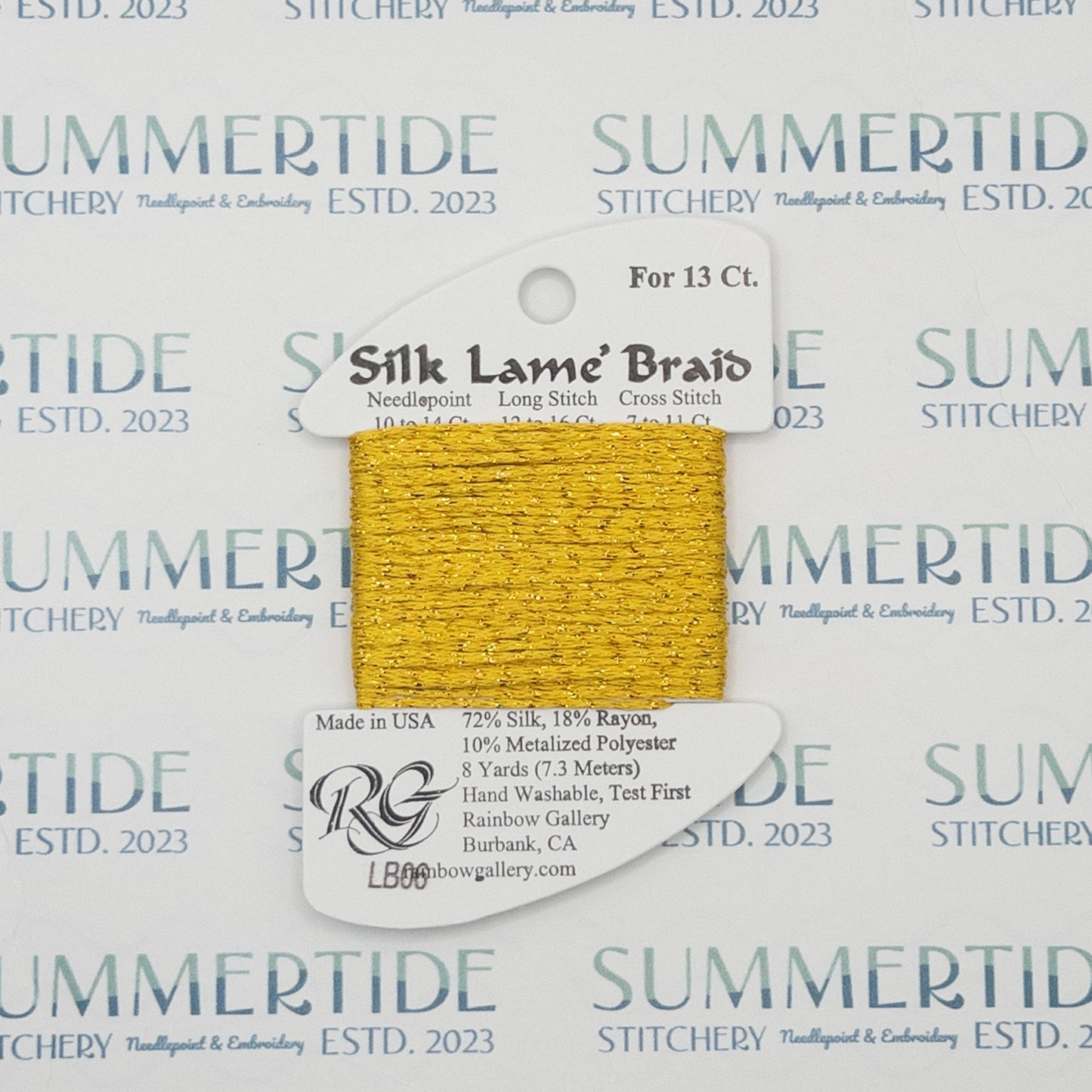 Silk Lamé Braid LB06 Gold - Summertide Stitchery - Rainbow Gallery