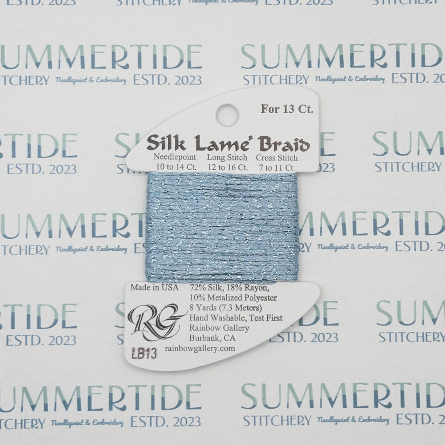 Silk Lamé Braid LB13 Sky Blue - Summertide Stitchery - Rainbow Gallery