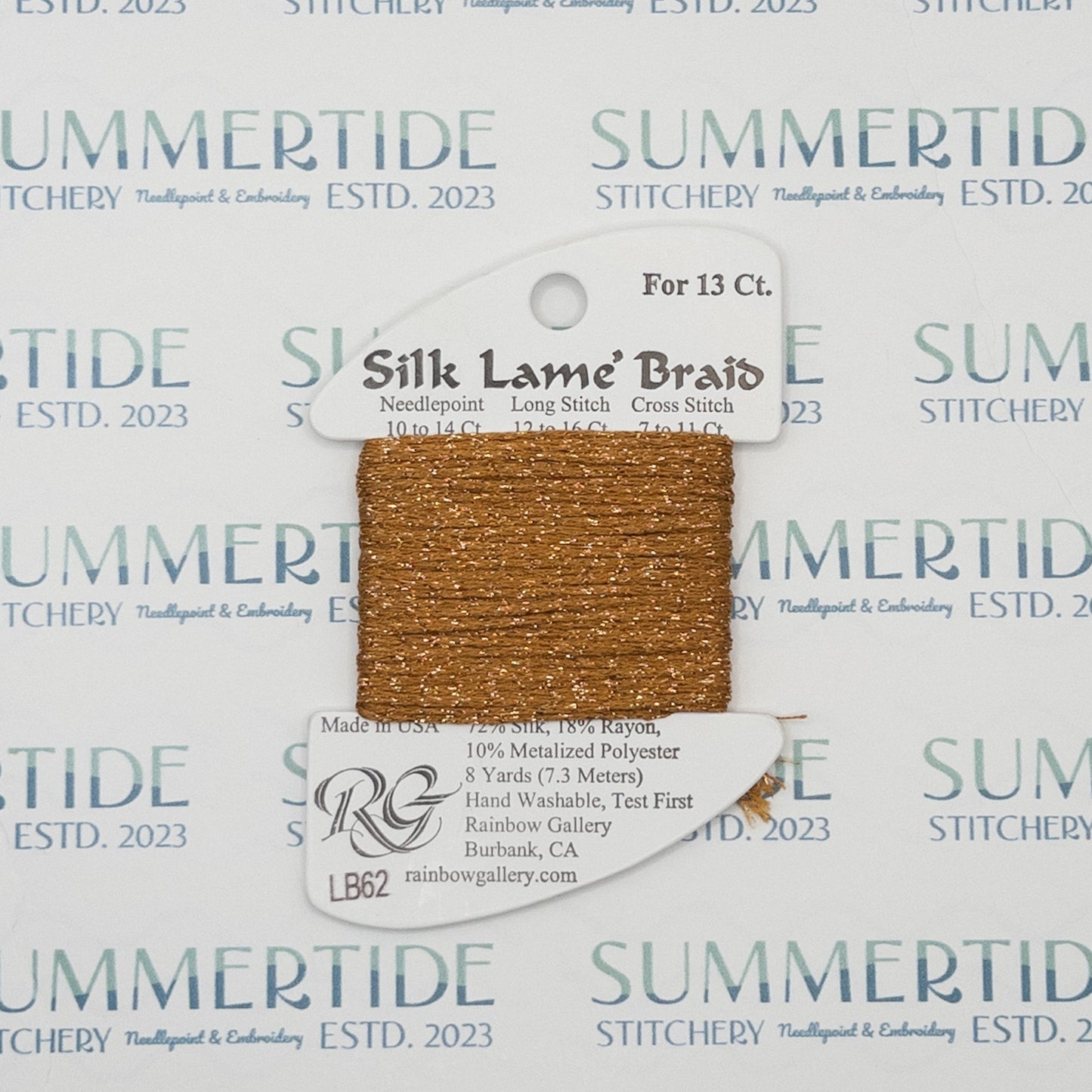 Silk Lamé Braid LB62 Dark Gold - Summertide Stitchery - Rainbow Gallery