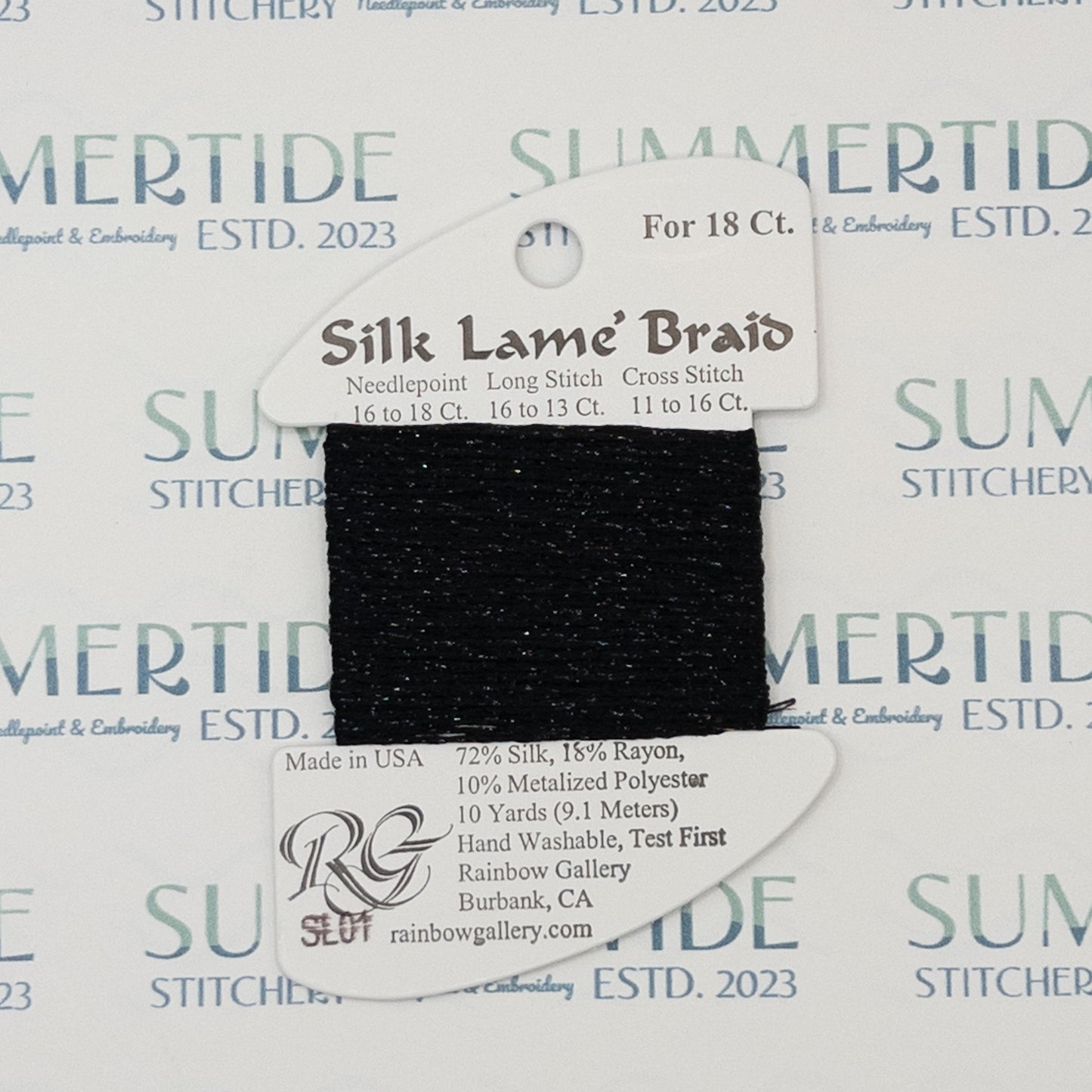 Silk Lamé Braid SL01 Black - Summertide Stitchery - Rainbow Gallery