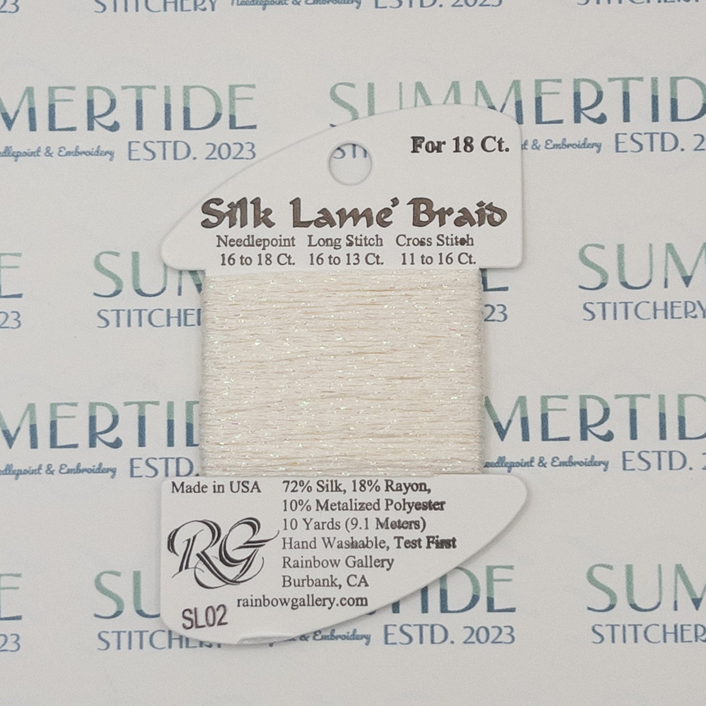 Silk Lamé Braid SL02 White - Summertide Stitchery - Rainbow Gallery