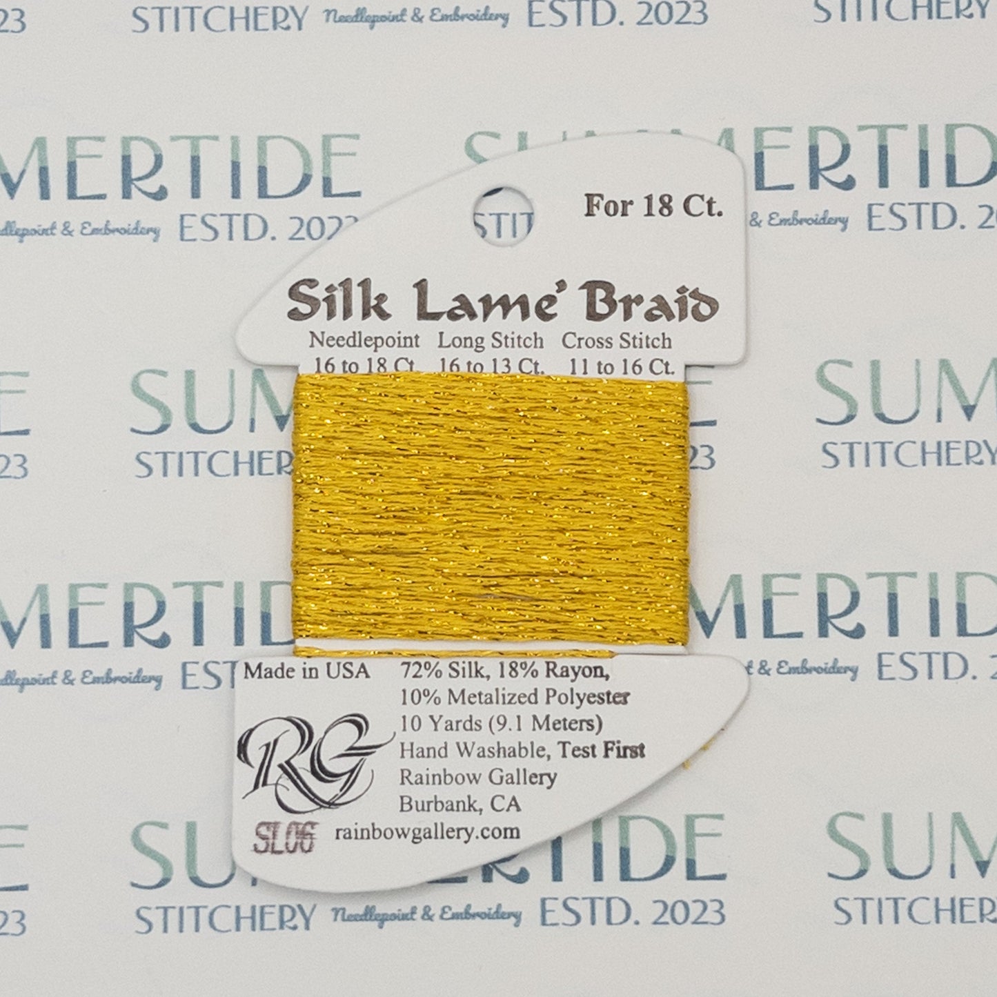 Silk Lamé Braid SL06 Gold - Summertide Stitchery - Rainbow Gallery