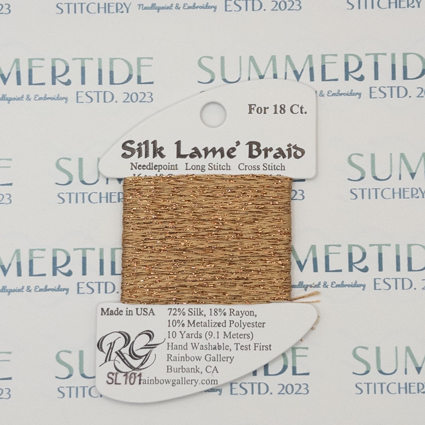 Silk Lamé Braid SL101 Honey Bronze - Summertide Stitchery - Rainbow Gallery