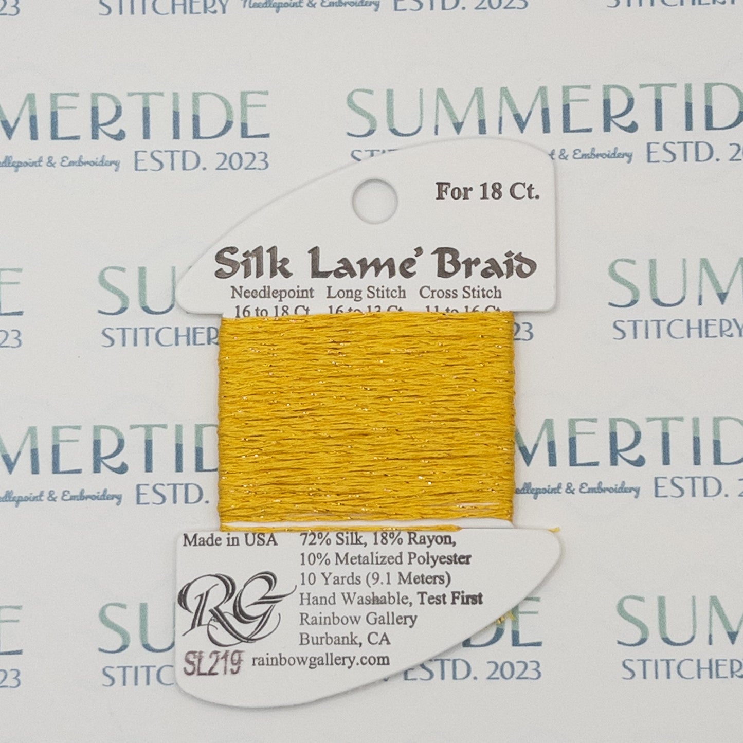 Silk Lamé Braid SL219 Sunset Gold - Summertide Stitchery - Rainbow Gallery