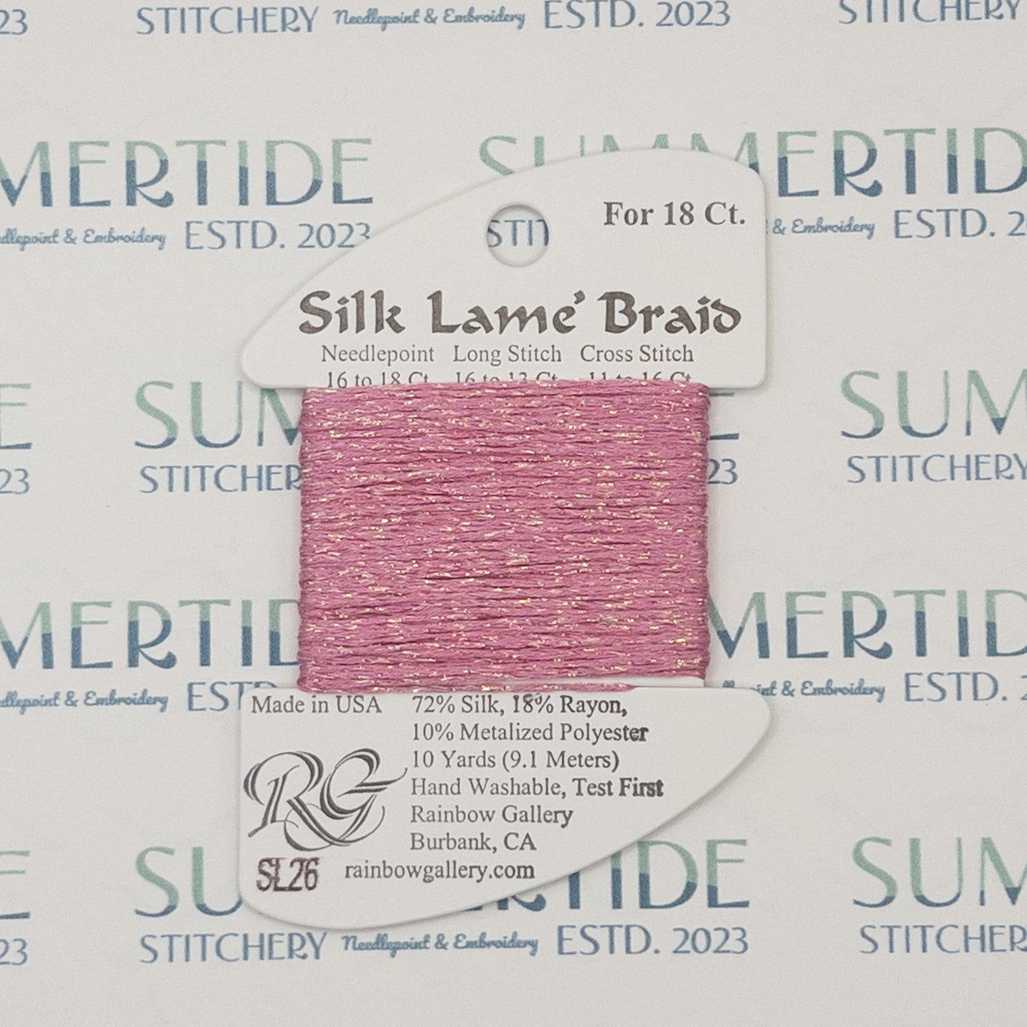 Silk Lamé Braid SL26 Raspberry - Summertide Stitchery - Rainbow Gallery