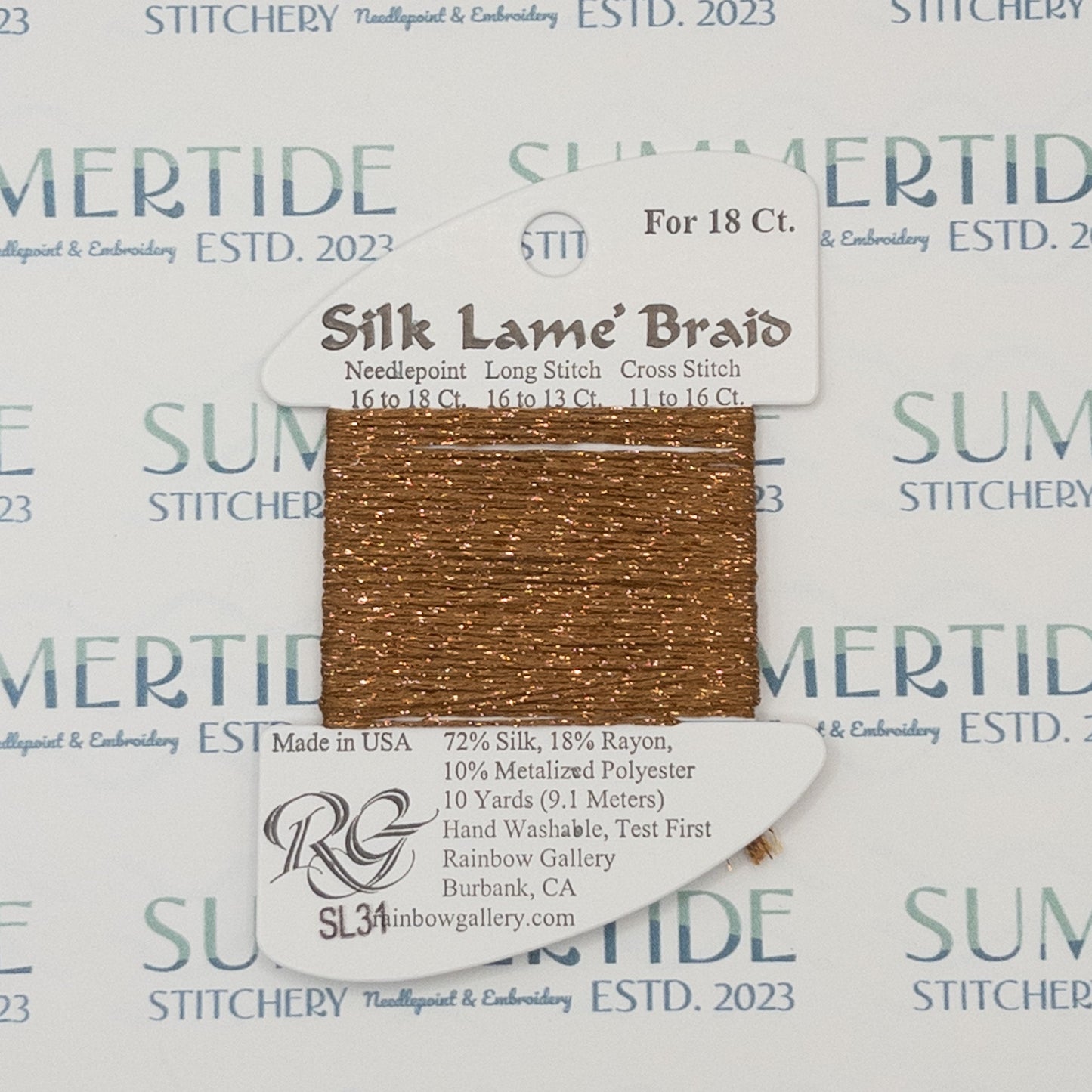 Silk Lamé Braid SL31 Copper - Summertide Stitchery - Rainbow Gallery