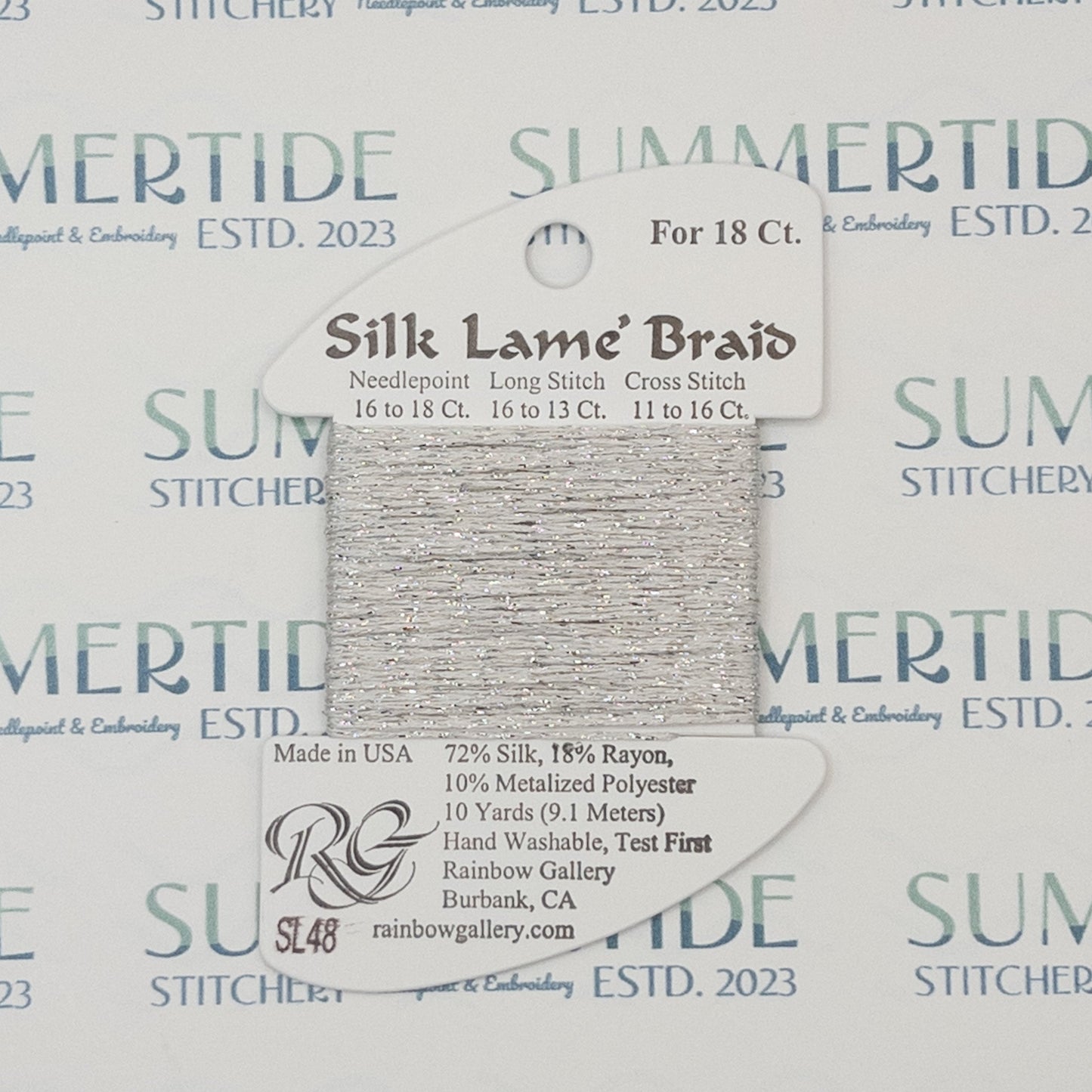 Silk Lamé Braid SL48 Silver - Summertide Stitchery - Rainbow Gallery