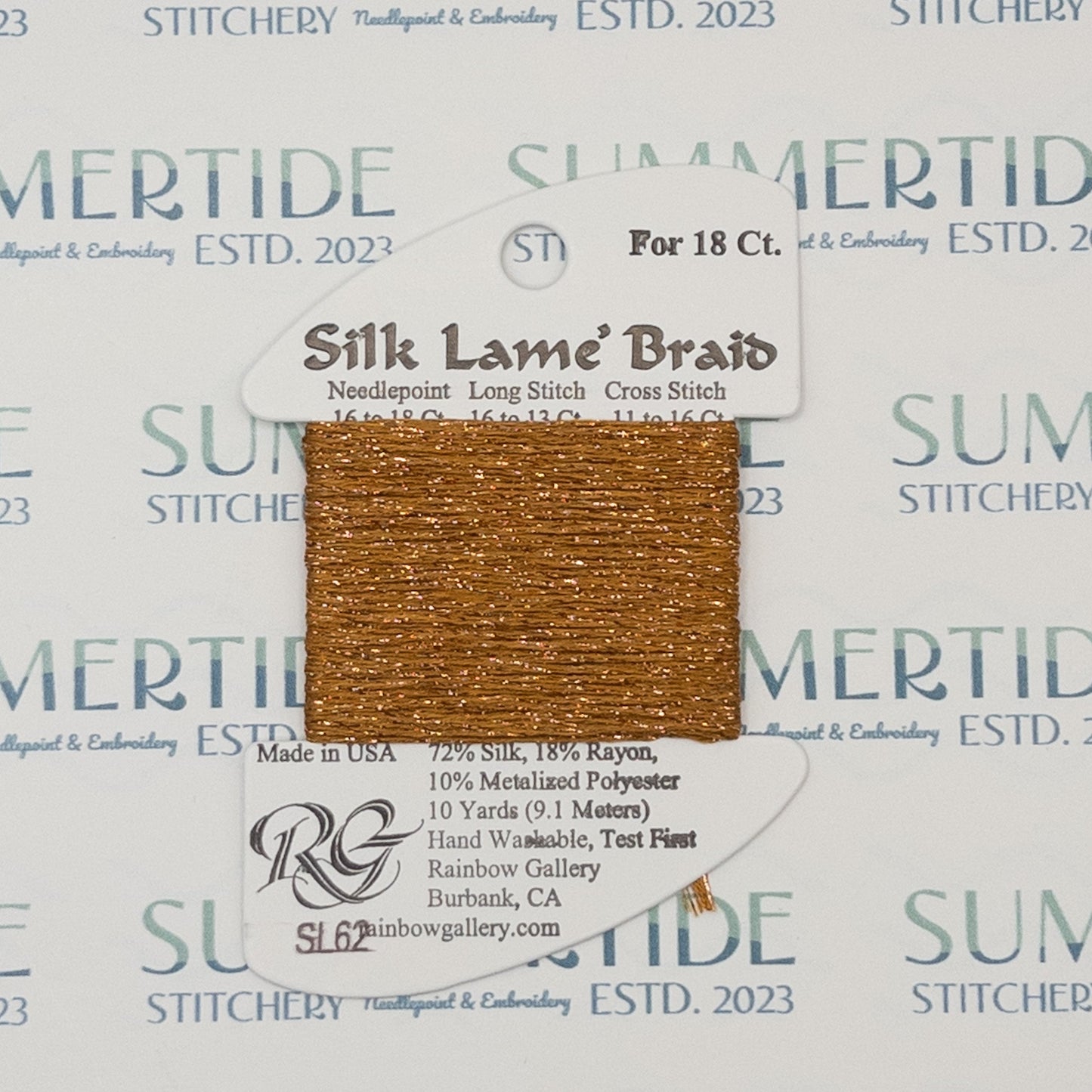 Silk Lamé Braid SL62 Dark Sand Gold - Summertide Stitchery - Rainbow Gallery