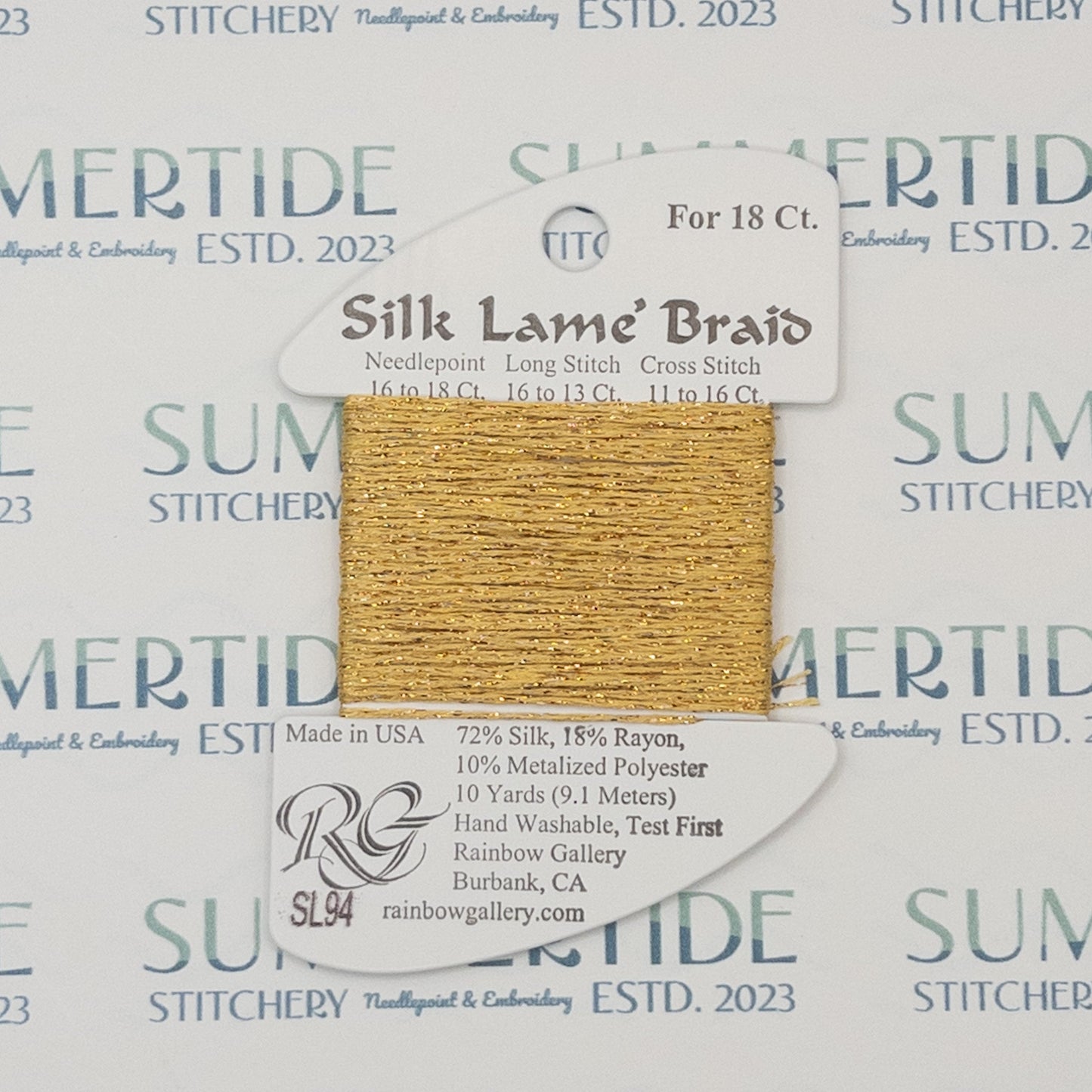 Silk Lamé Braid SL94 True Gold - Summertide Stitchery - Rainbow Gallery