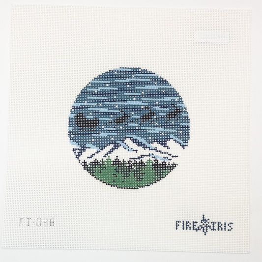 Sleigh Ride Needlepoint Canvas - Summertide Stitchery - Fire and Iris