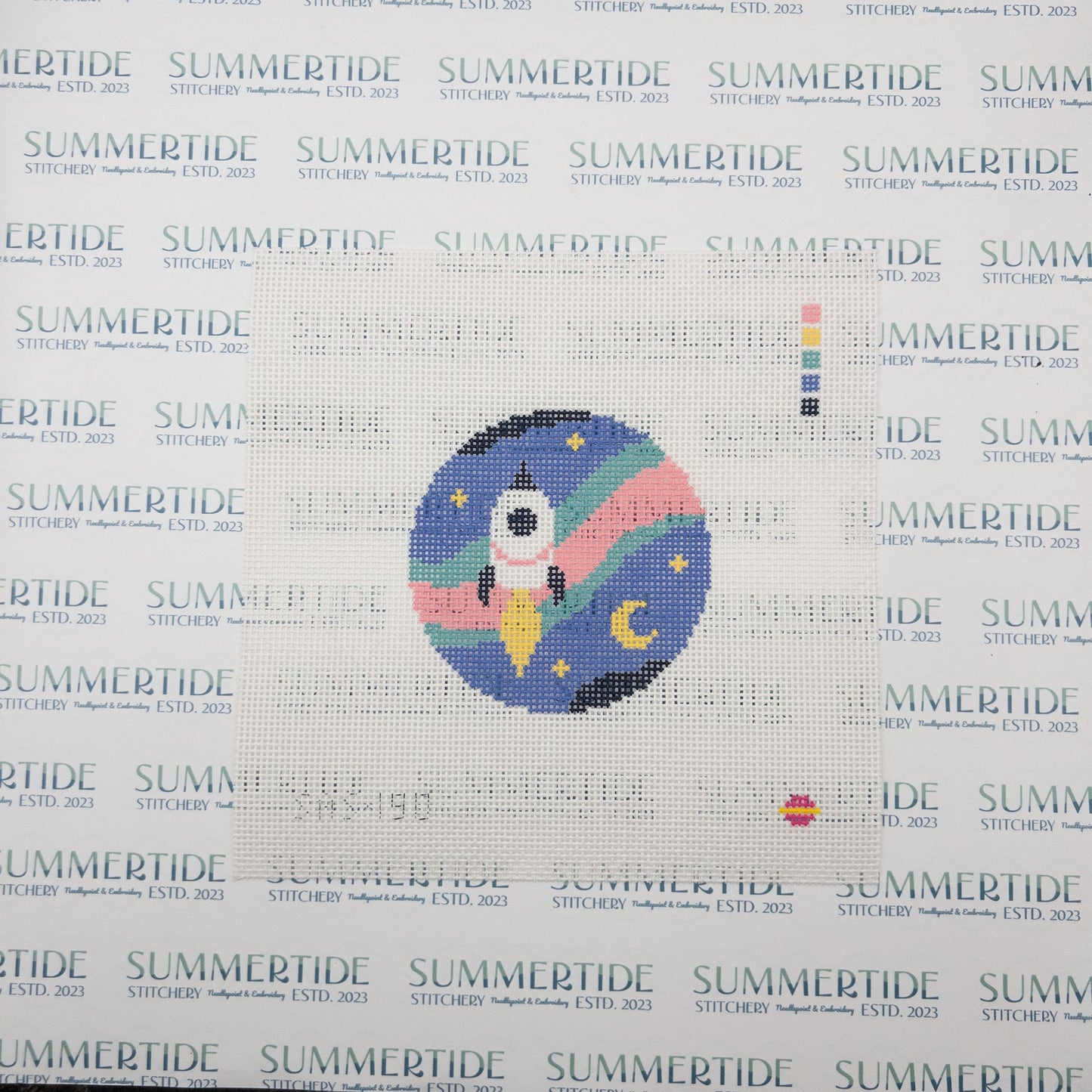 Starbound Rocket Needlepoint Canvas - Summertide Stitchery - Saturnalia Stitching