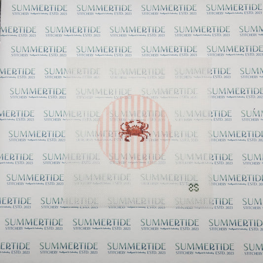 Striped Crab Round Needlepoint Canvas - Summertide Stitchery - Spruce St. Studio