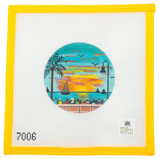 Sunset Celebration Needlepoint Canvas - Summertide Stitchery - Purple Palm Designs