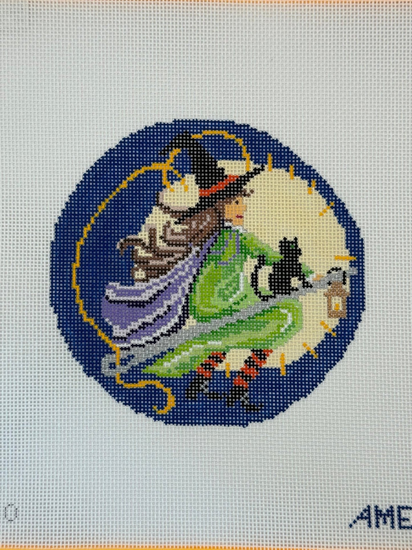 Tabitha The Stitch Witch Needlepoint Canvas - Summertide Stitchery - Amelia Bond