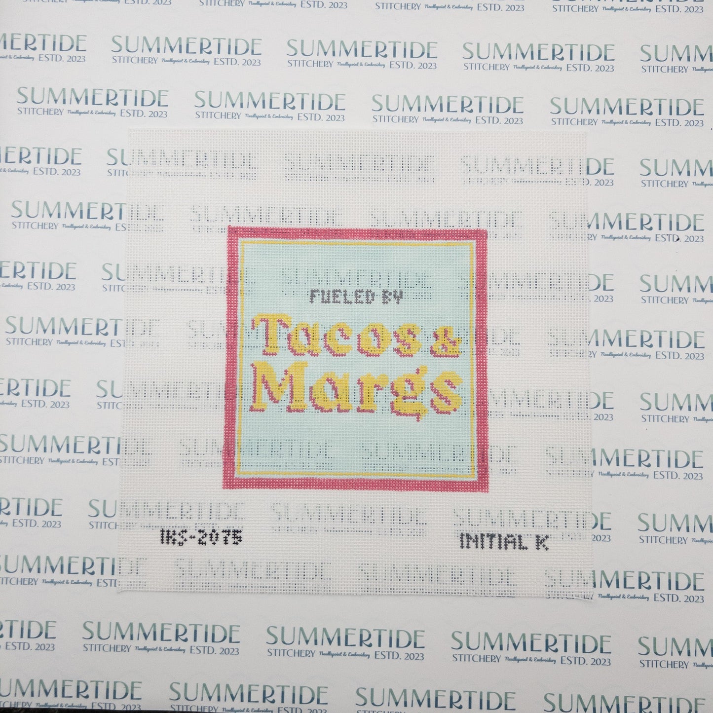 Tacos & Margs Needlepoint Canvas - Summertide Stitchery - Initial K Studio