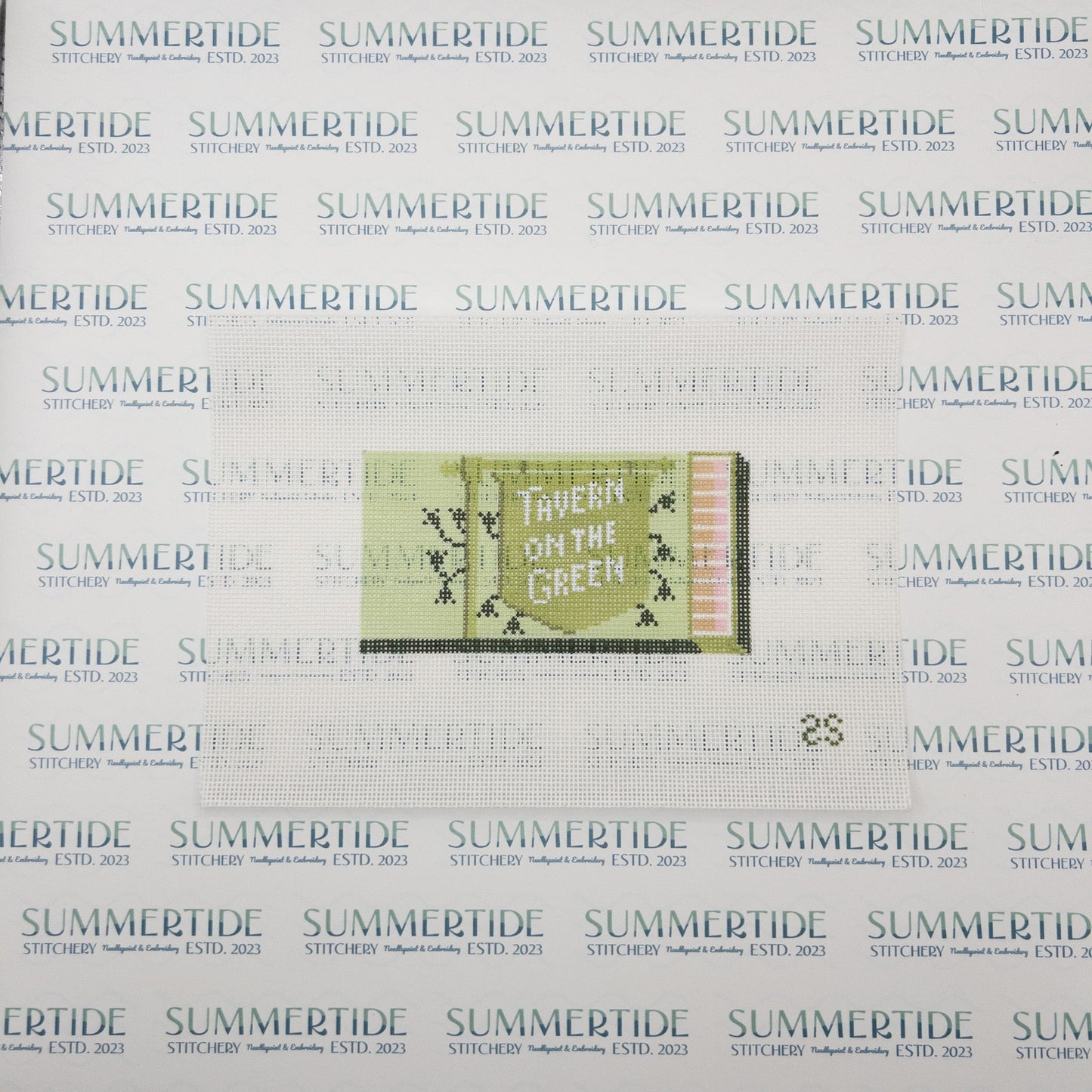 Tavern On The Green Restaurant Matchbook Needlepoint Canvas - Summertide Stitchery - Spruce St. Studio