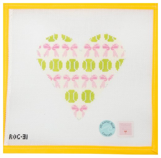Tennis Ball Heart - Summertide Stitchery - Atlantic Blue Canvas