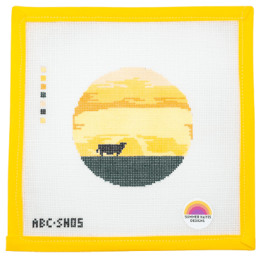 Texas Sunset Round Needlepoint Canvas - Summertide Stitchery - Atlantic Blue Canvas