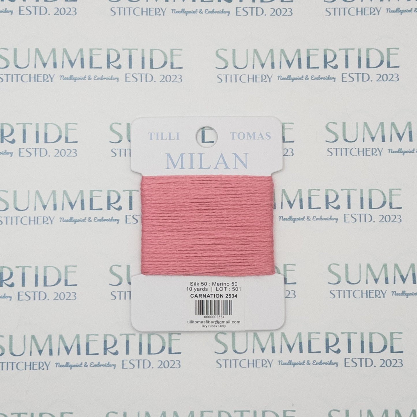 Tilli Tomas Milan Card 2534 Carnation - Summertide Stitchery - Planet Earth Fibers