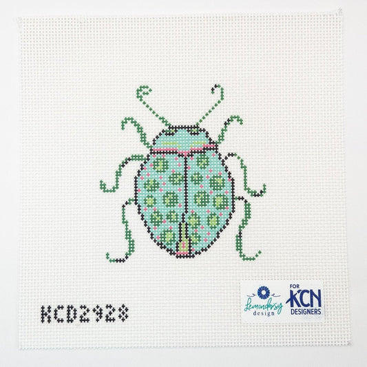 Turquoise Beetle Needlepoint Canvas - Summertide Stitchery - Lemon Daisy Designs