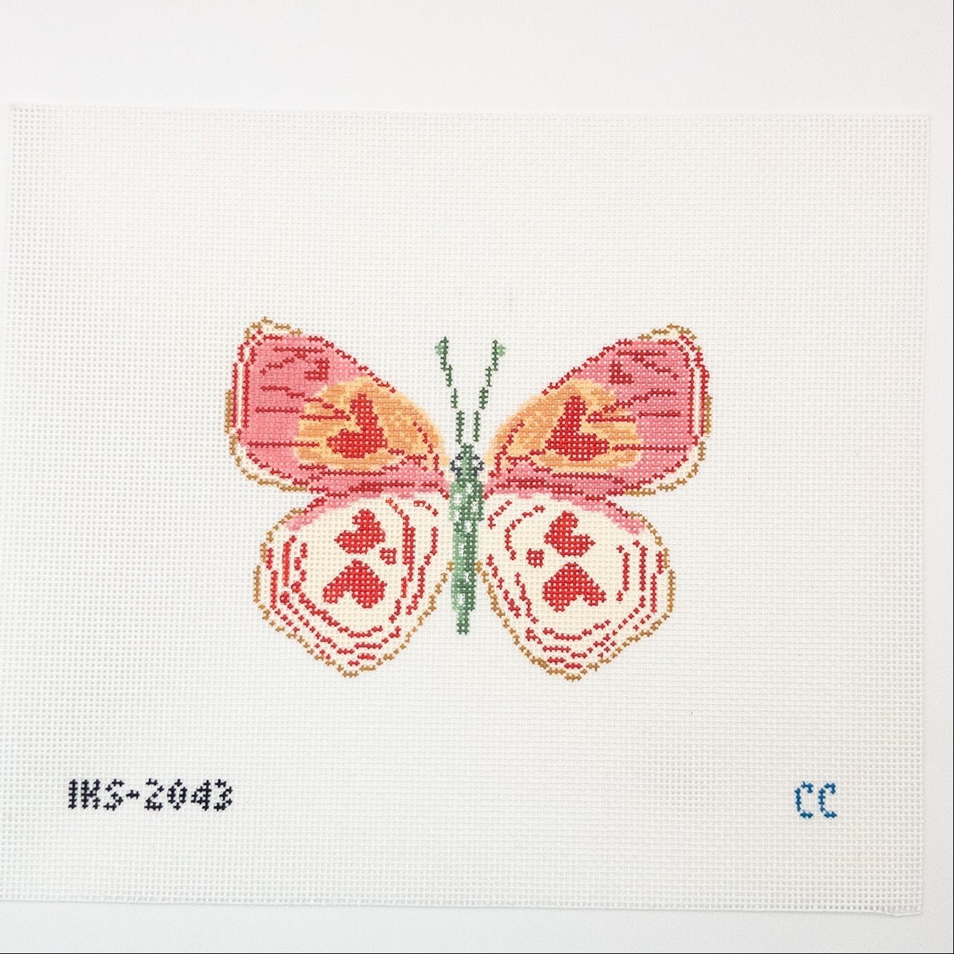 Valentine Butterfly Needlepoint Canvas - Summertide Stitchery - Initial K Studio