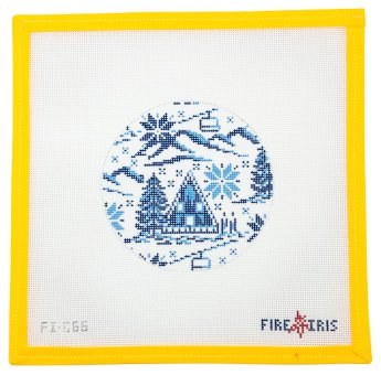 Winter Round Needlepoint Canvas - Summertide Stitchery - Fire and Iris