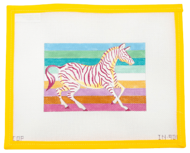Zebra On Stripes Needlepoint Canvas | IN901 - Summertide Stitchery - Colors of Praise