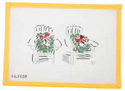 Adirondack Chairs with Wreaths Needlepoint Canvas - Summertide Stitchery - With Love by Bug