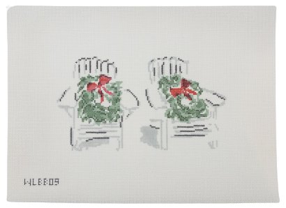Adirondack Chairs with Wreaths Needlepoint Canvas - Summertide Stitchery - With Love by Bug