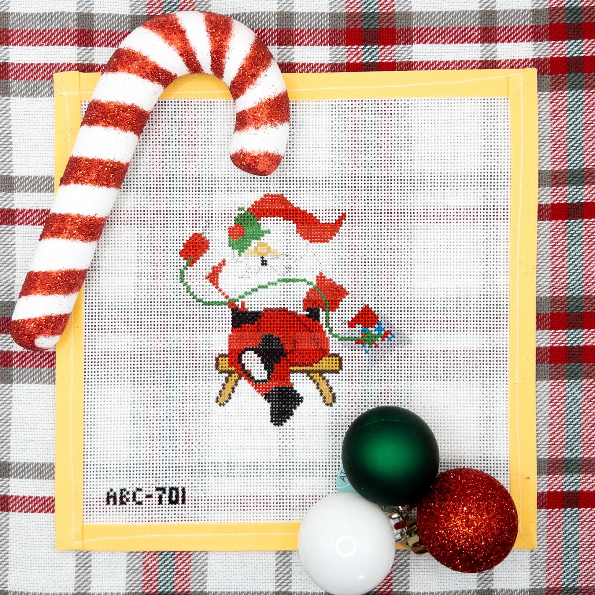 Needlepointing Santa - Summertide Stitchery - Atlantic Blue Canvas