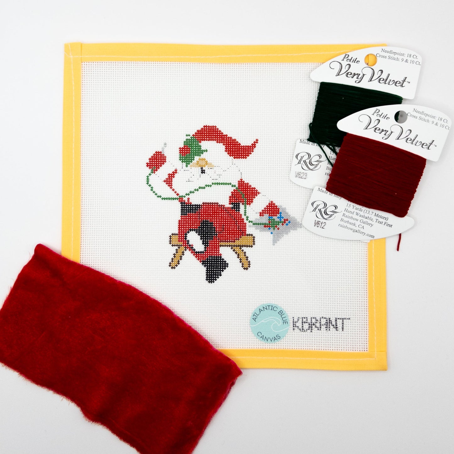 Needlepointing Santa - Summertide Stitchery - Atlantic Blue Canvas