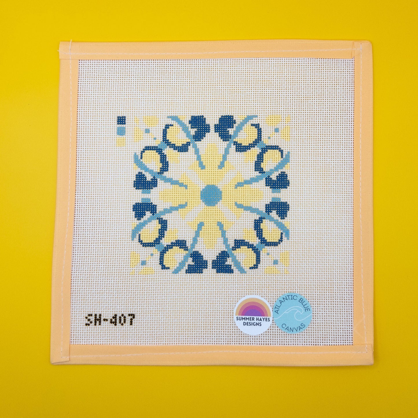 Spanish Tile - Summertide Stitchery - Atlantic Blue Canvas