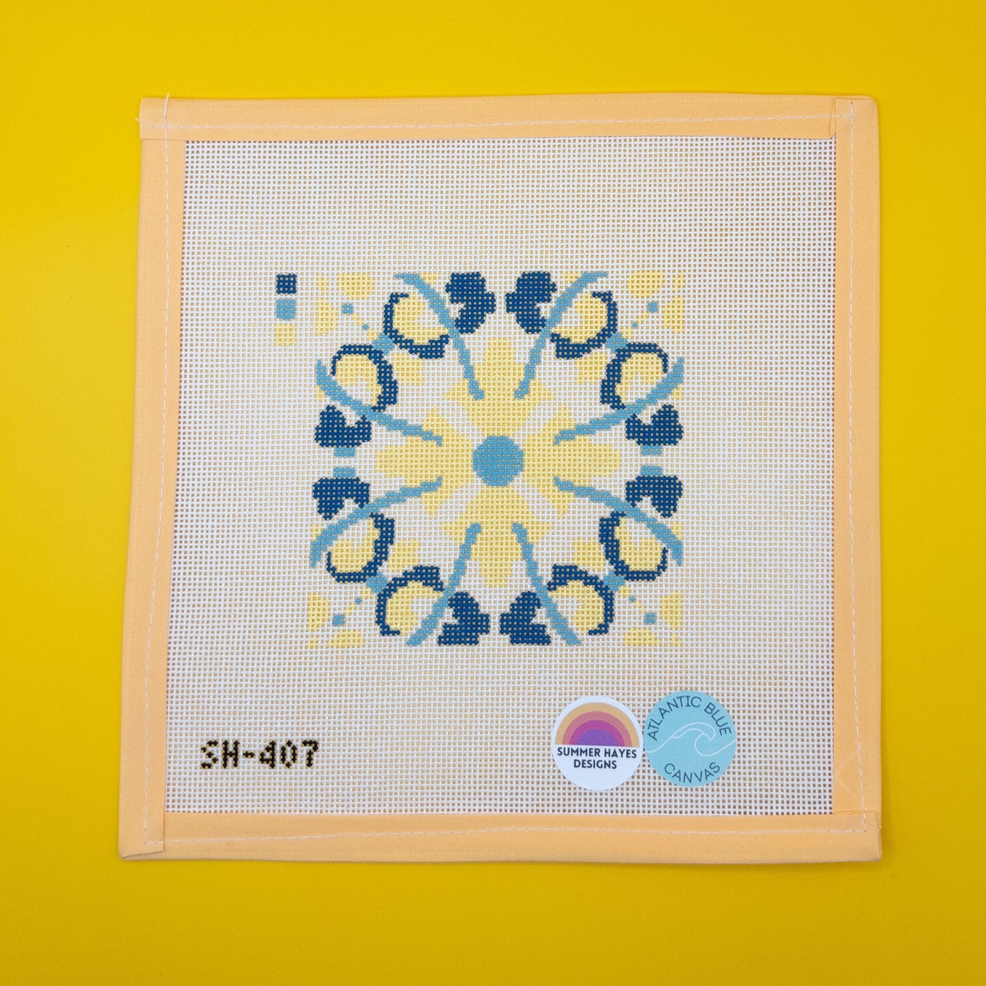 Spanish Tile - Summertide Stitchery - Atlantic Blue Canvas