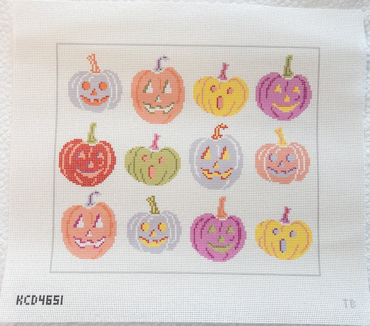 12 Pumpkins Needlepoint Canvas - Summertide Stitchery - Taylor Beach Design