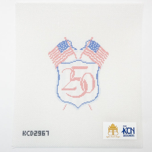 250th Anniversary Crest Needlepoint Canvas - Summertide Stitchery - Taylor Beach Design